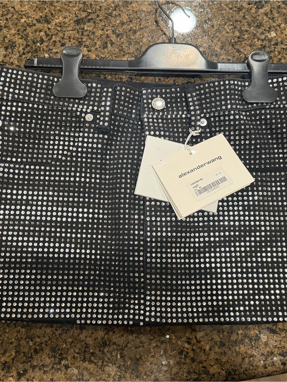 Alexander Wang Black Rhinestone-Embellished Mini Skirt